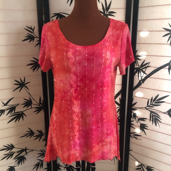 Shannon Ford New York Red Scoop Neck Boho Womens Top Size Petite Large - Picture 12 of 12